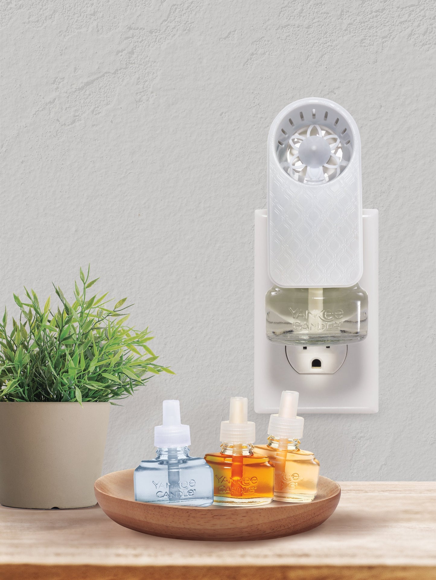 moroccan scentplug fans in socket with range of scent refills