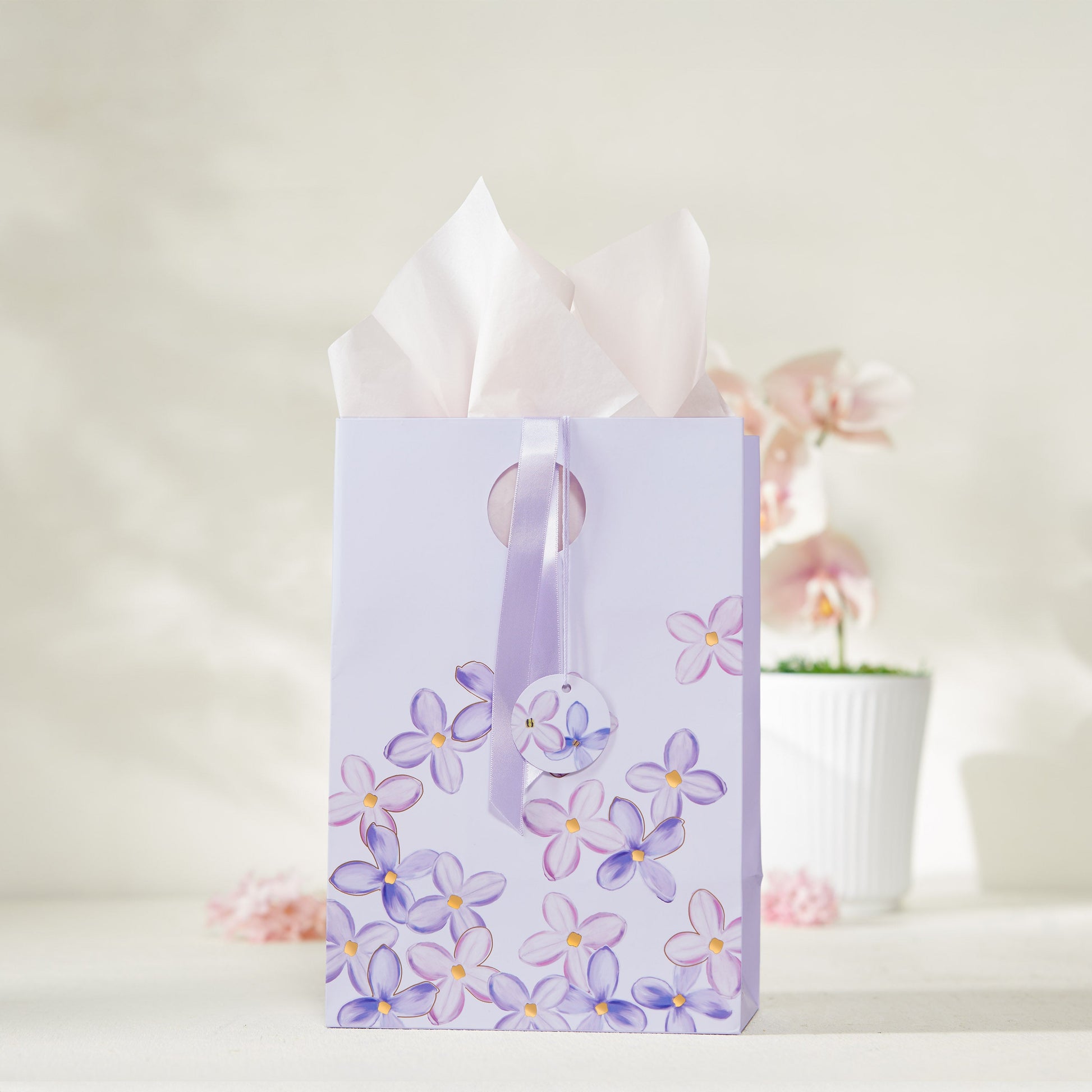 Purple Lilac Floral Gift Bag